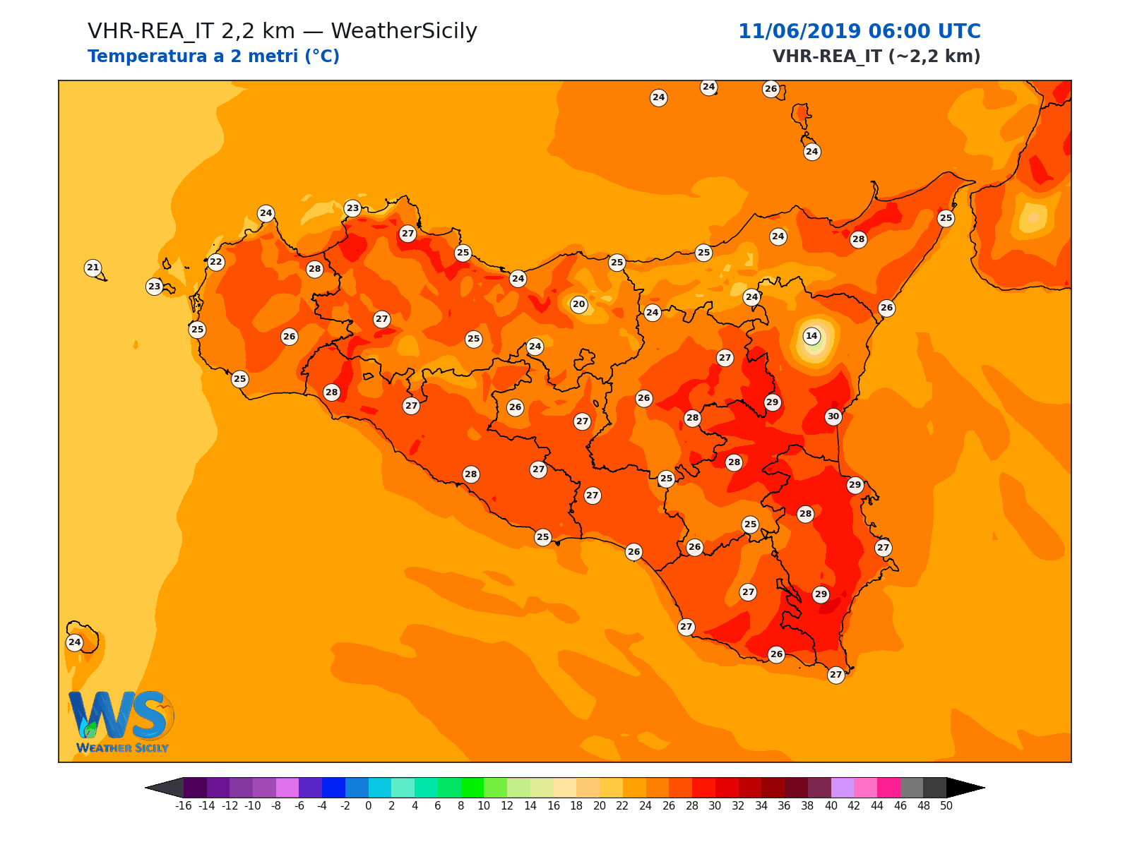 Temperatura a 2 metri · 2019061106
