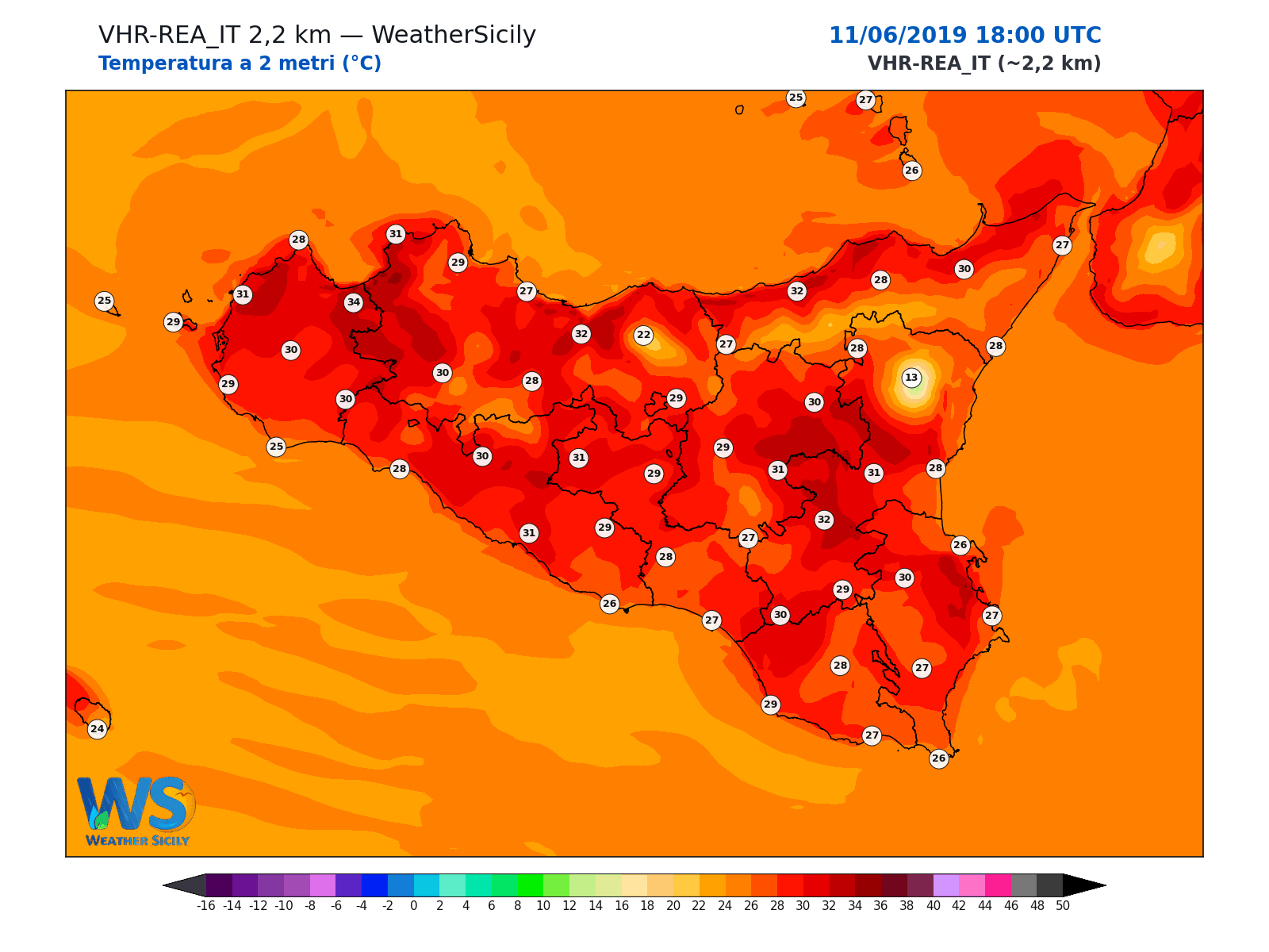 Temperatura a 2 metri · 2019061118