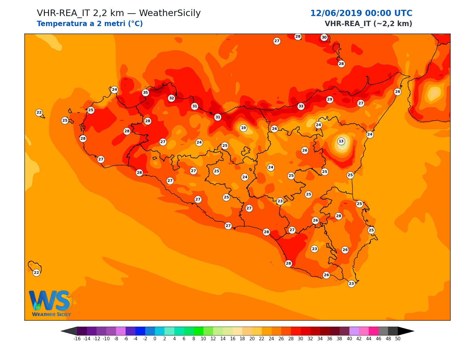 Temperatura a 2 metri · 2019061200