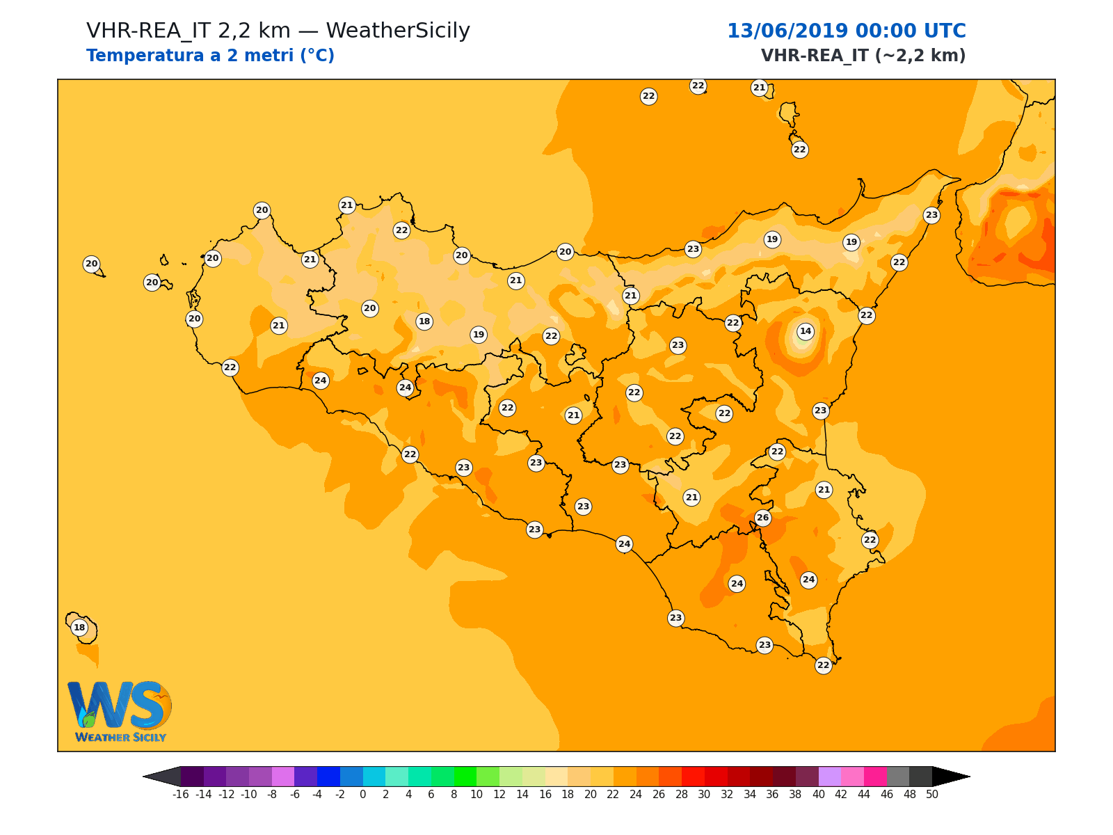 Temperatura a 2 metri · 2019061300