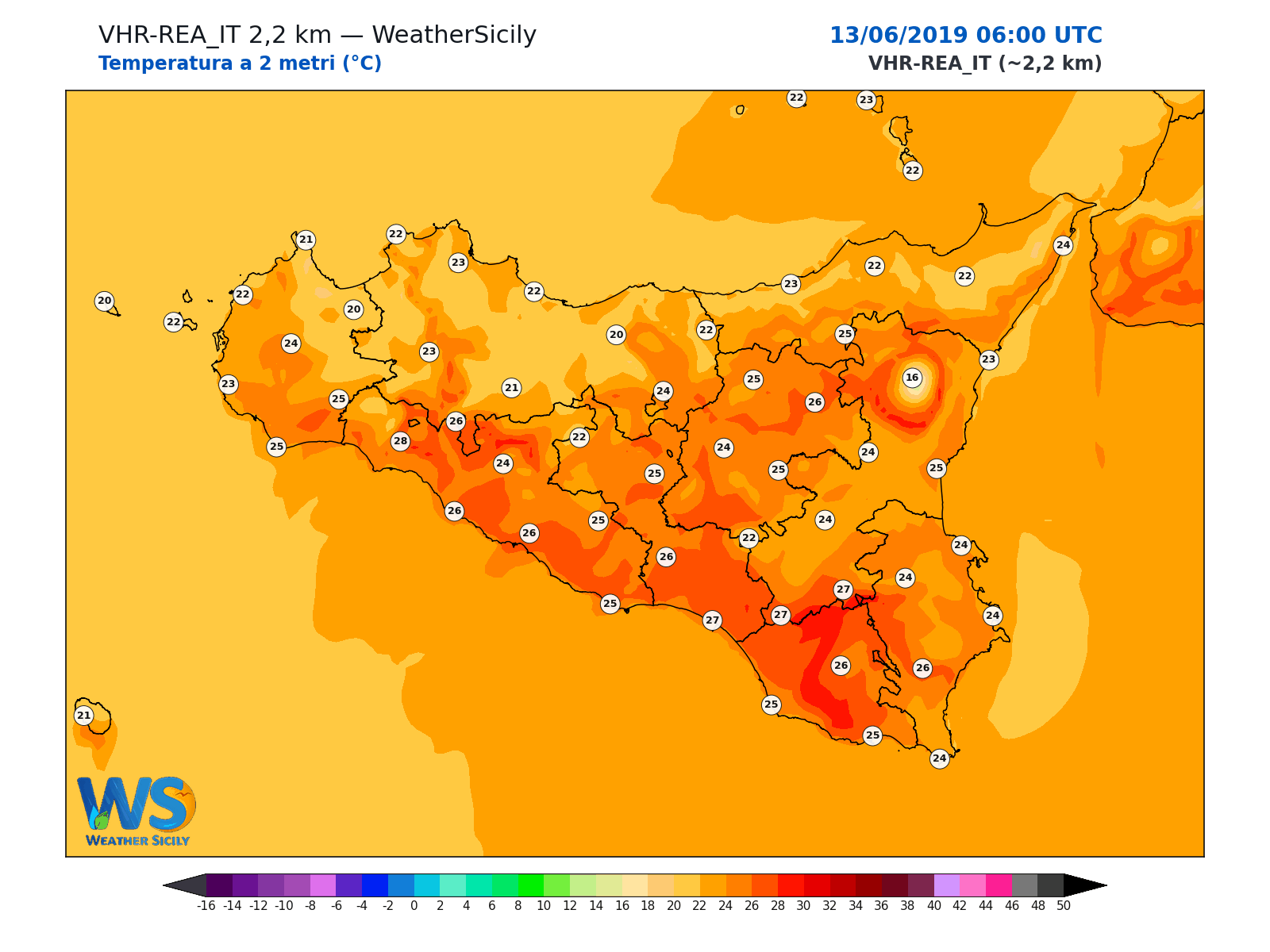 Temperatura a 2 metri · 2019061306