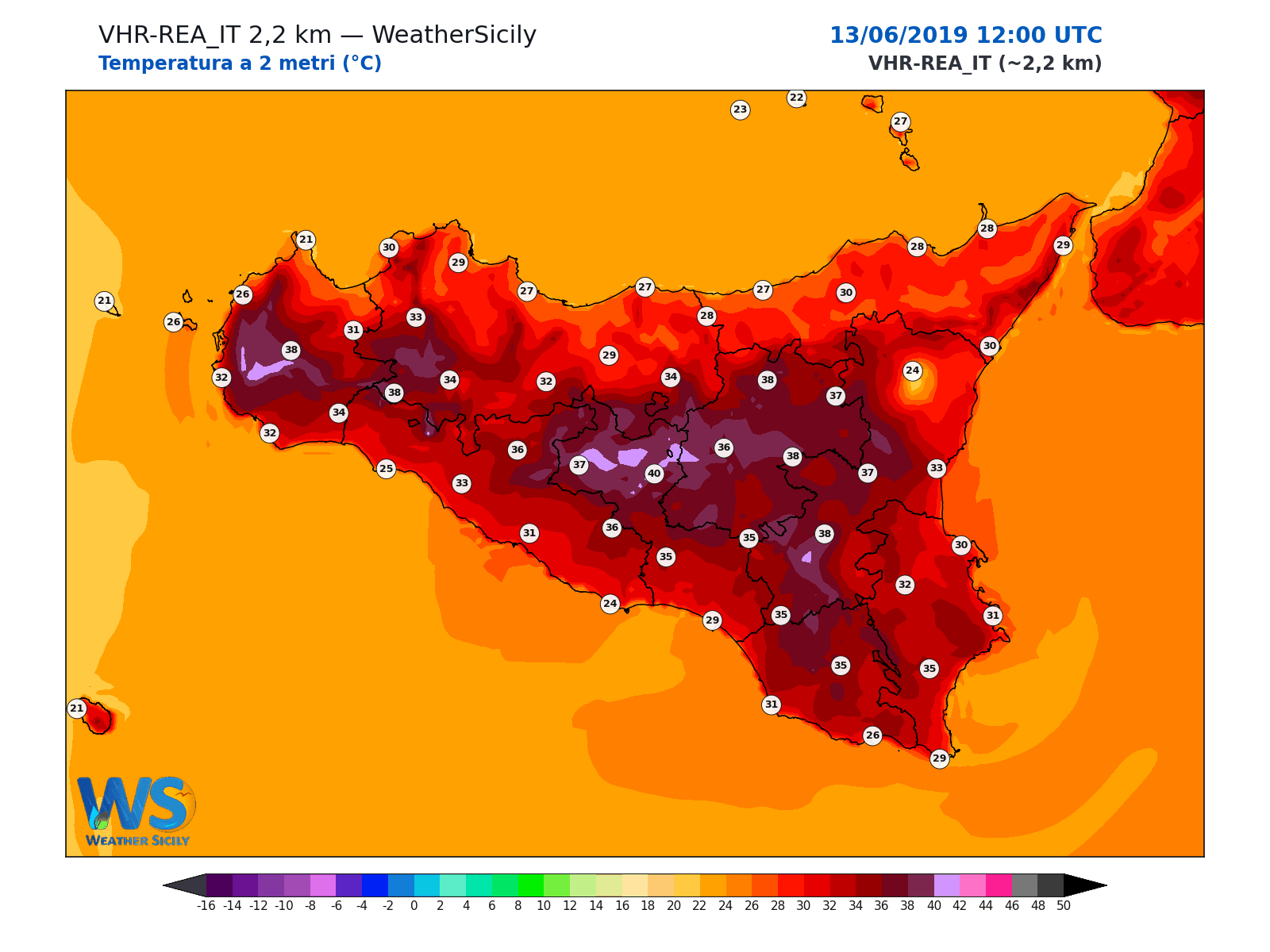 Temperatura a 2 metri · 2019061312
