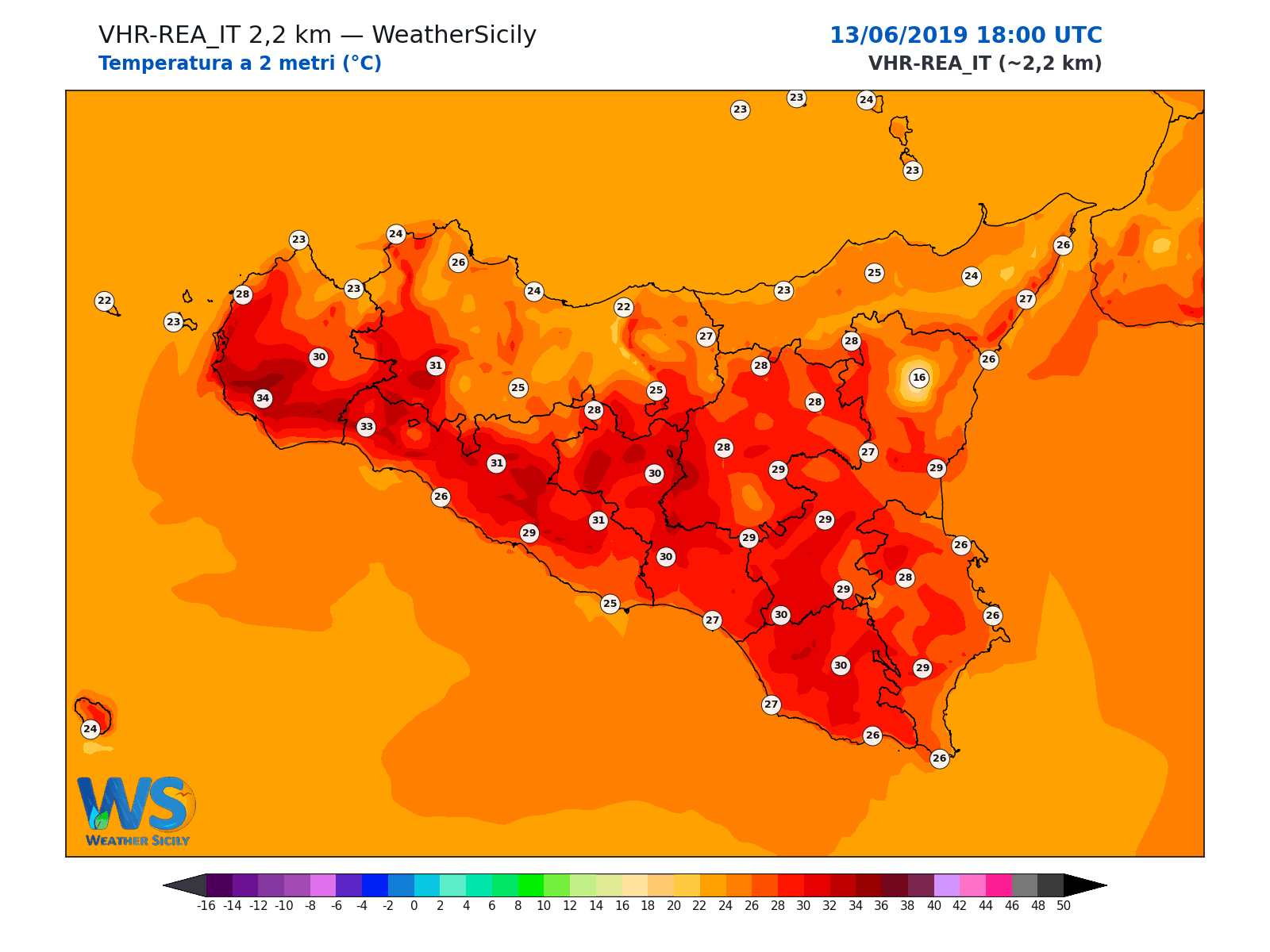 Temperatura a 2 metri · 2019061318