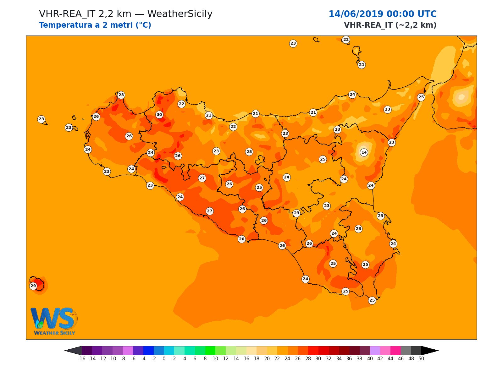 Temperatura a 2 metri · 2019061400