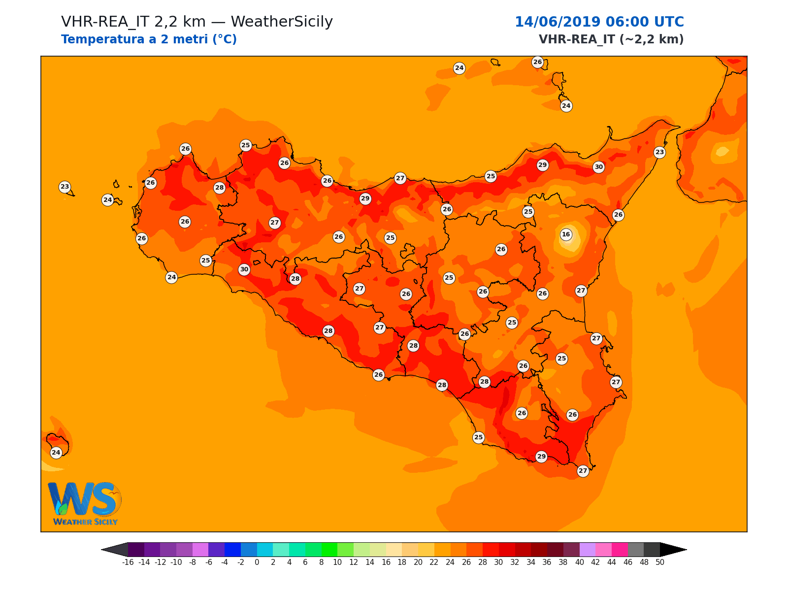 Temperatura a 2 metri · 2019061406