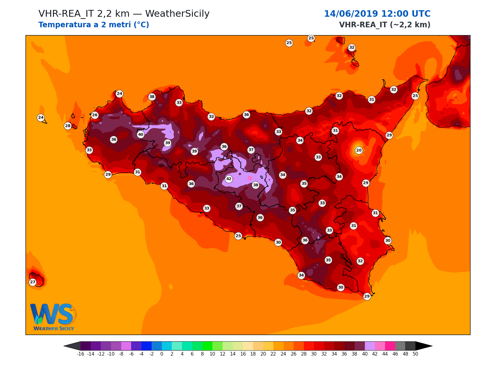 Temperatura a 2 metri · 2019061412