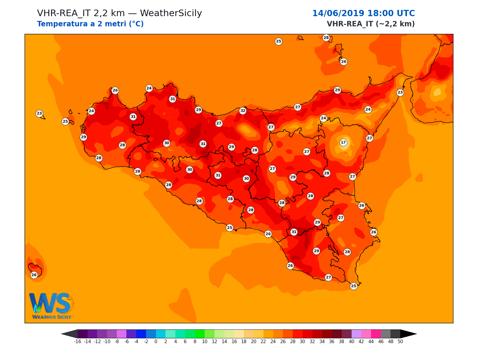 Temperatura a 2 metri · 2019061418
