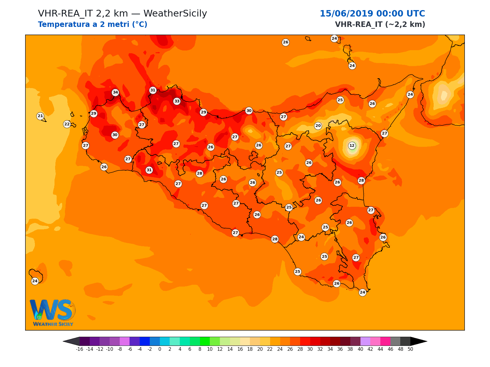 Temperatura a 2 metri · 2019061500