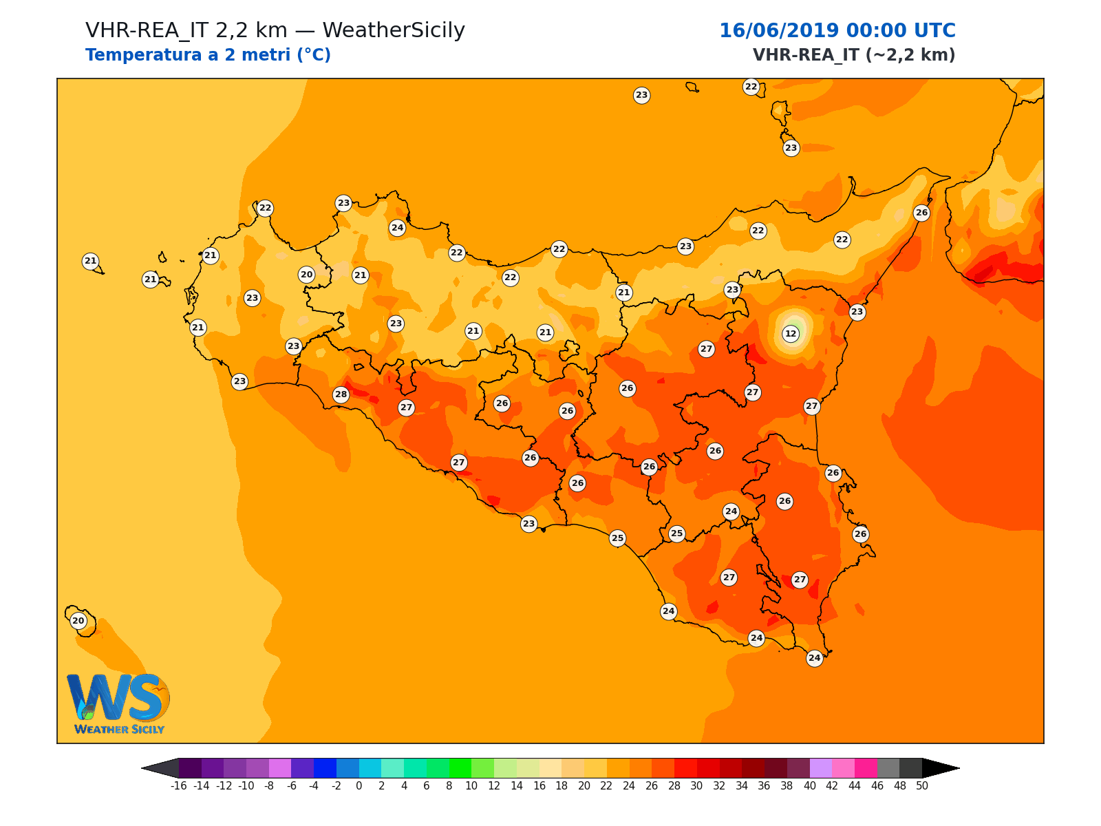 Temperatura a 2 metri · 2019061600