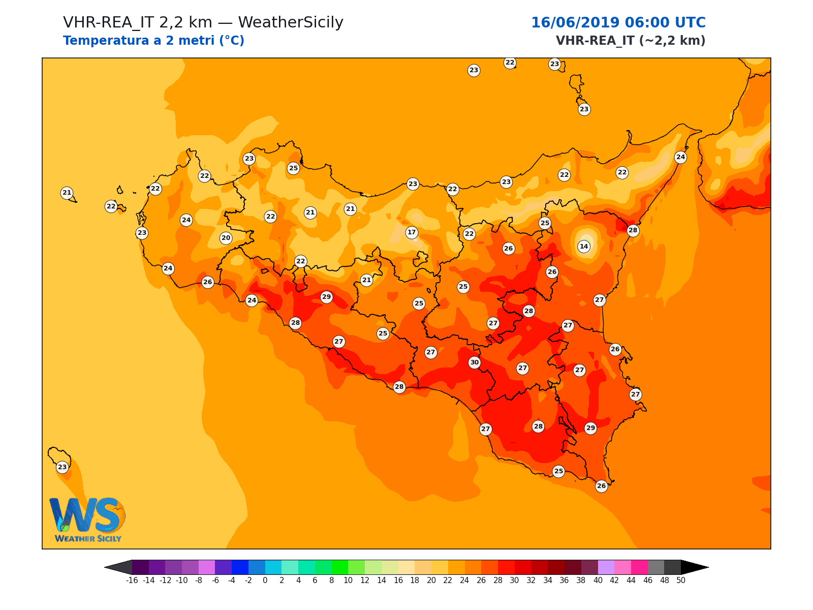 Temperatura a 2 metri · 2019061606