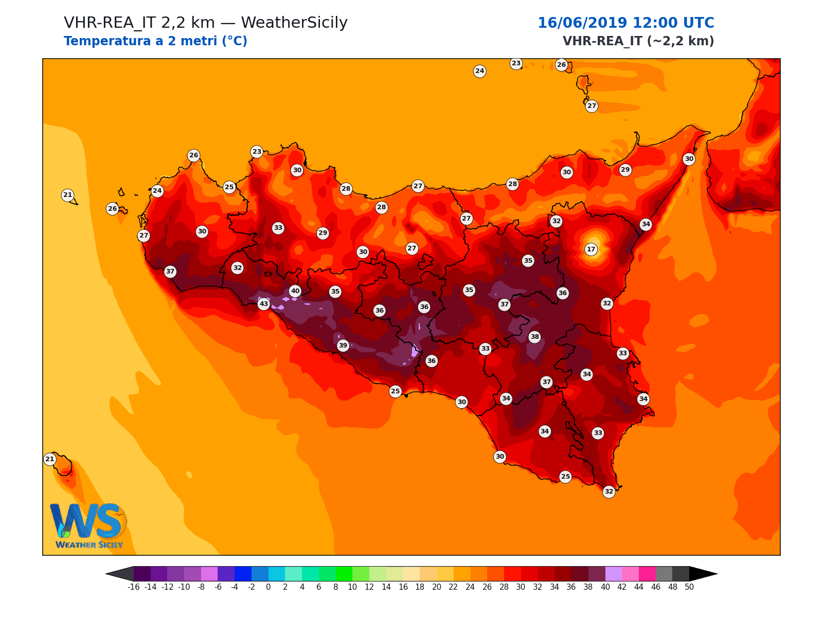 Temperatura a 2 metri · 2019061612