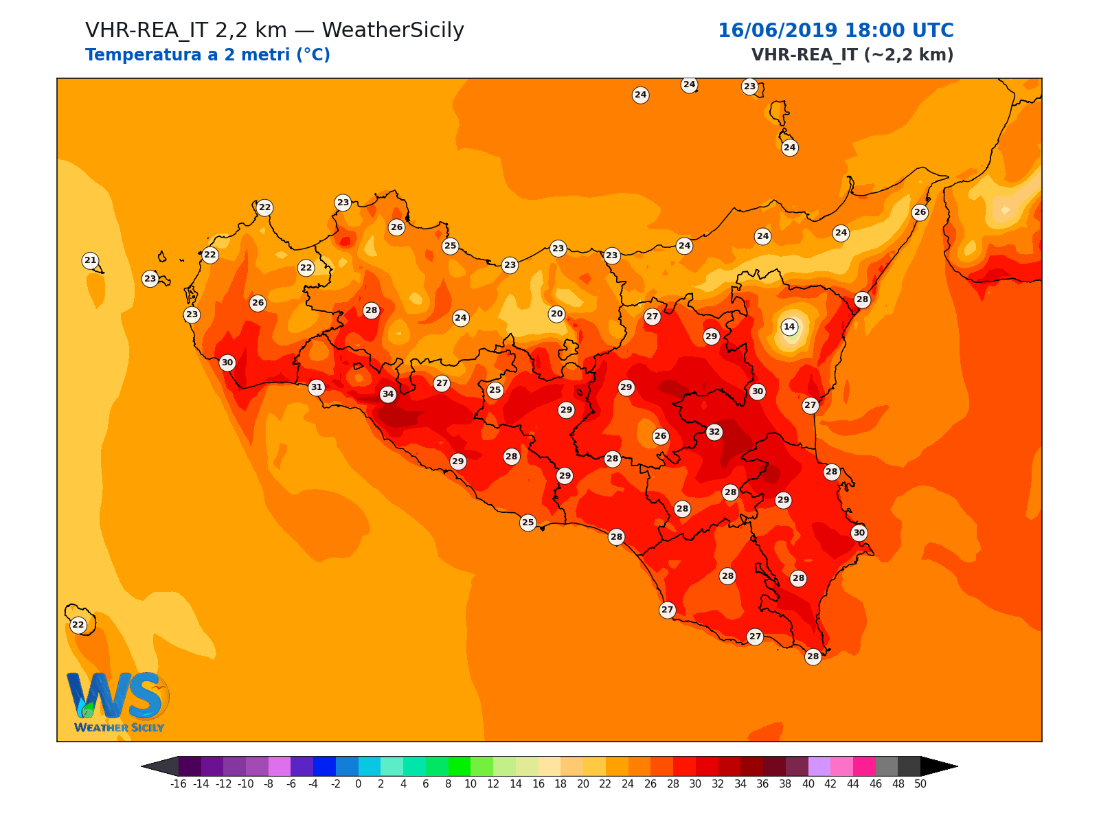 Temperatura a 2 metri · 2019061618