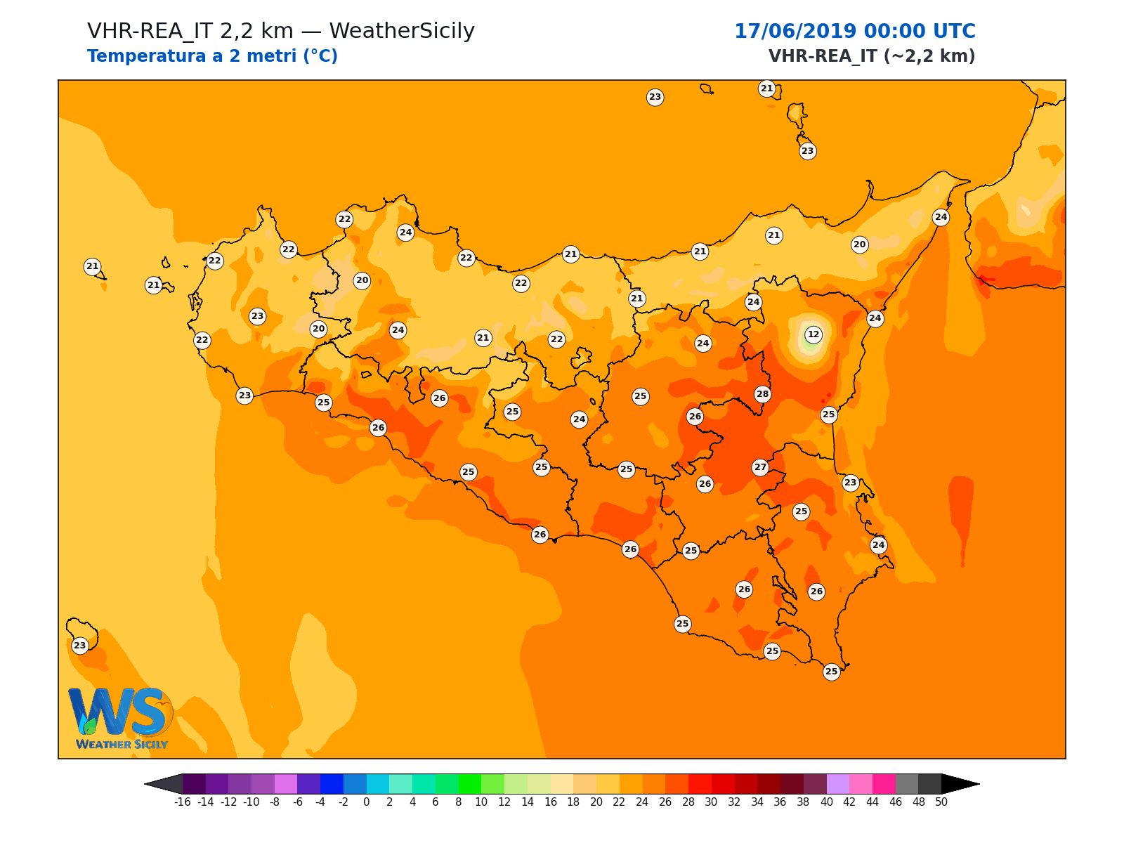 Temperatura a 2 metri · 2019061700