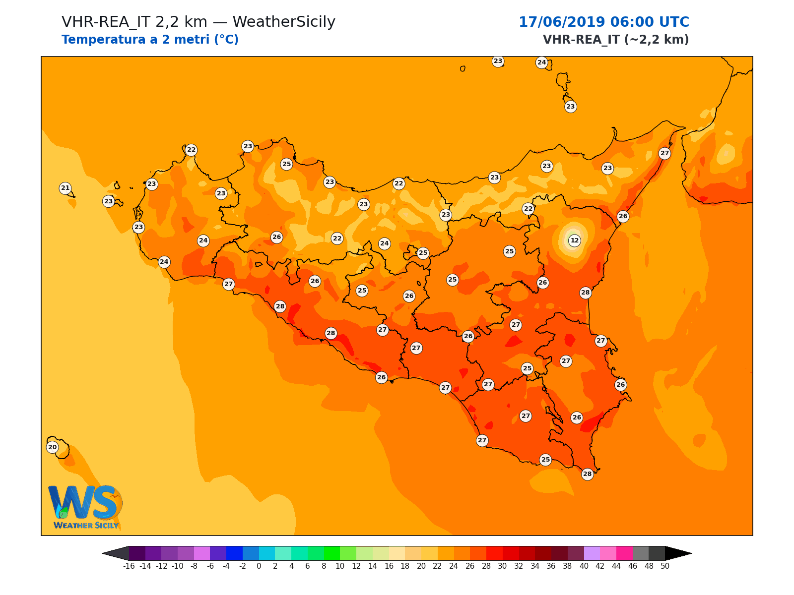 Temperatura a 2 metri · 2019061706