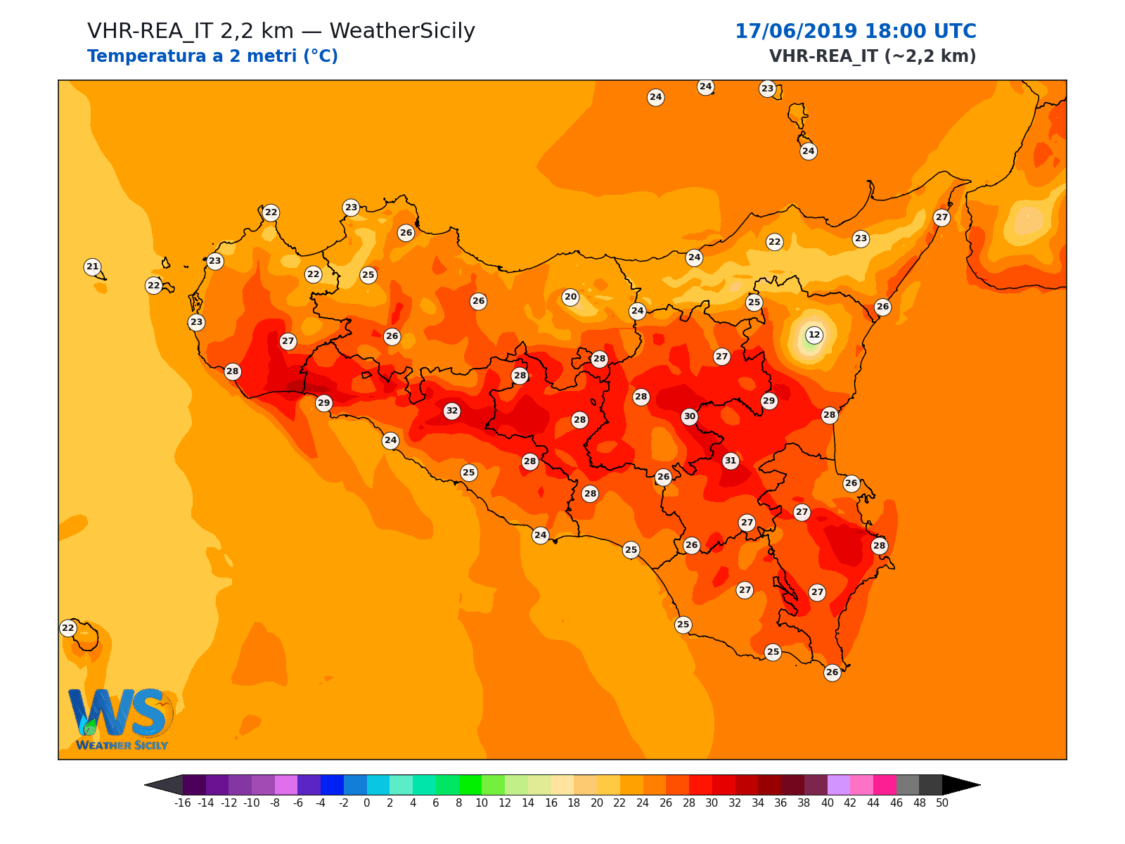 Temperatura a 2 metri · 2019061718