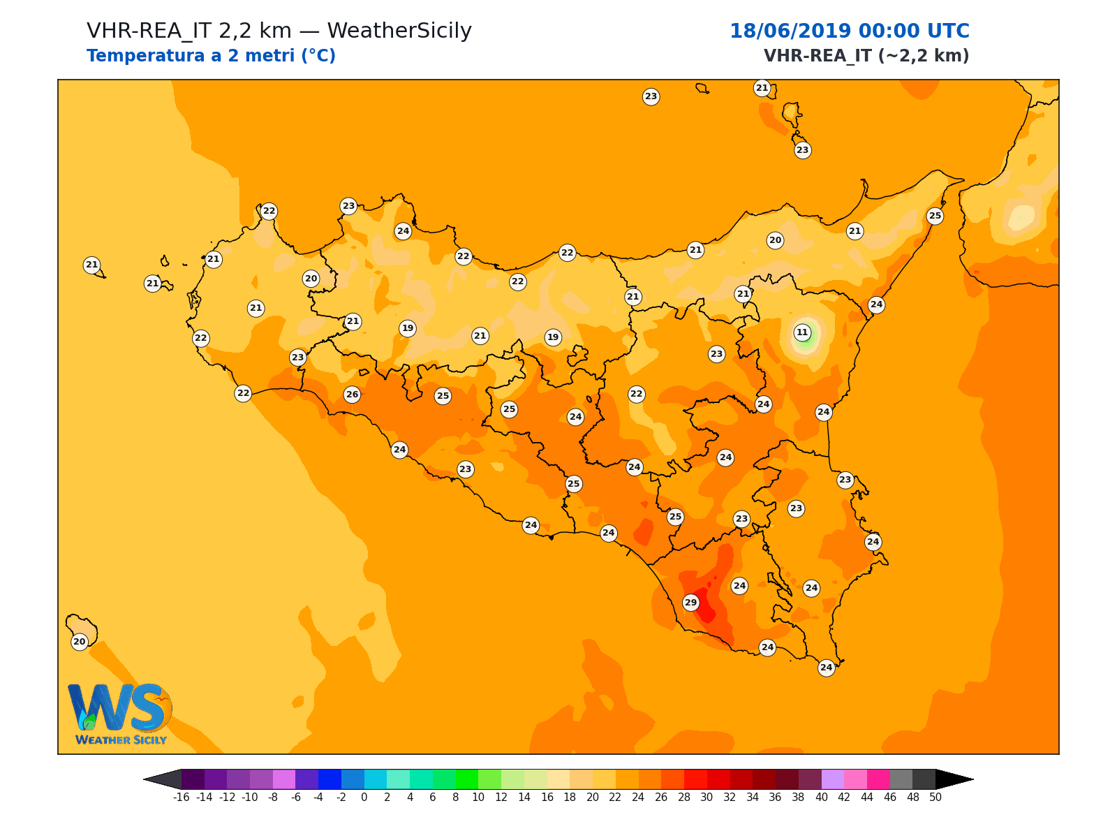 Temperatura a 2 metri · 2019061800