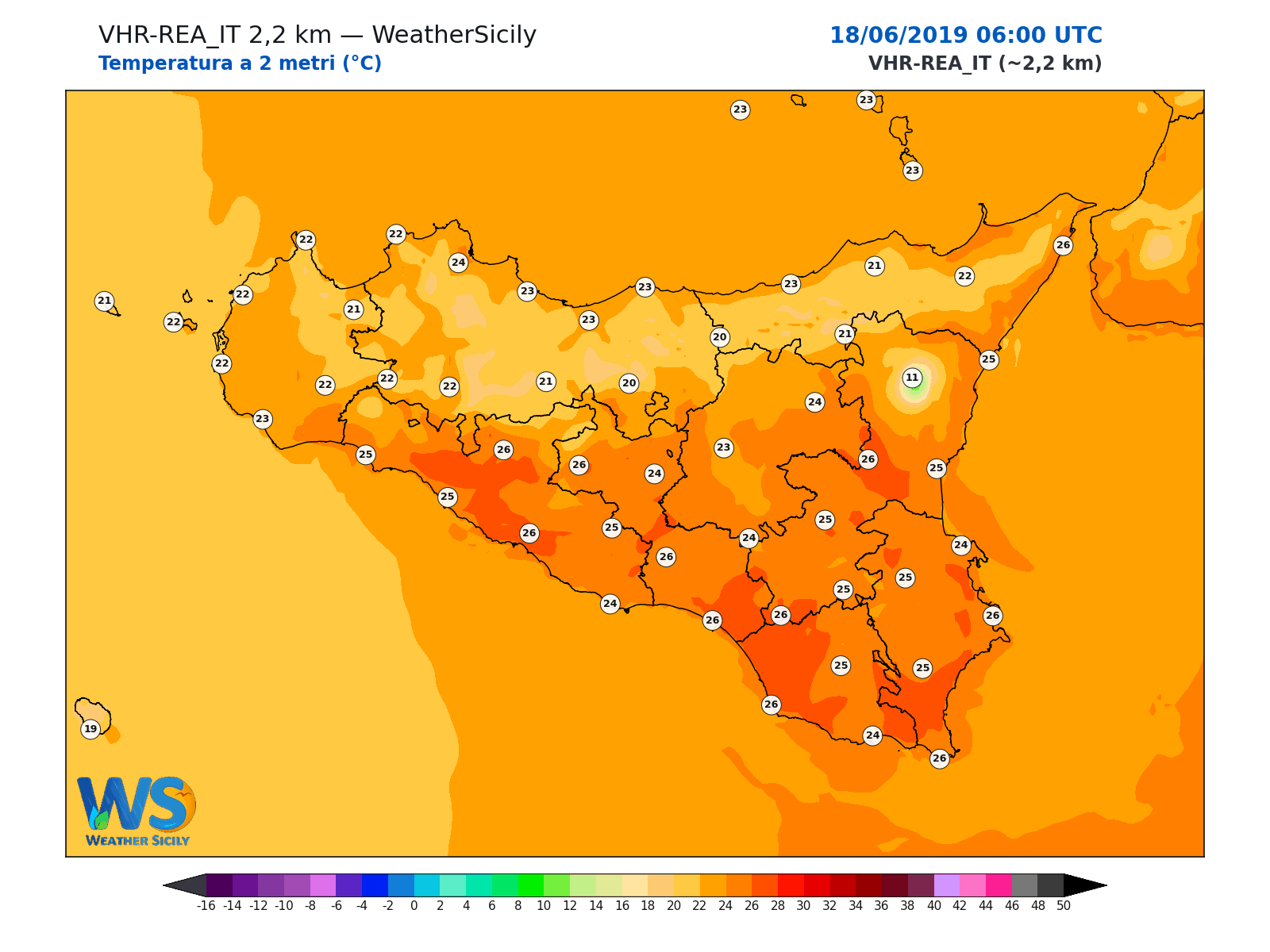 Temperatura a 2 metri · 2019061806
