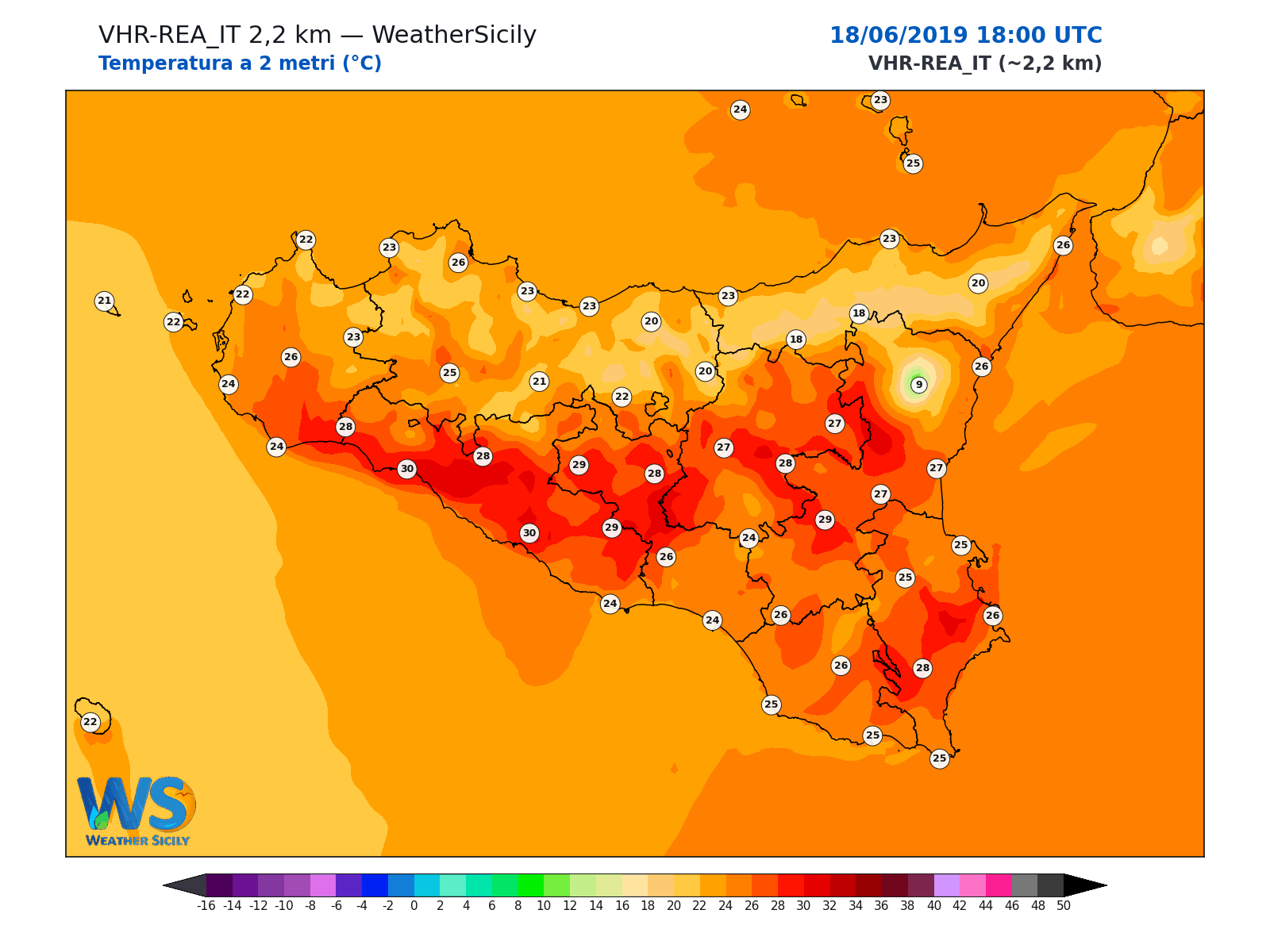 Temperatura a 2 metri · 2019061818