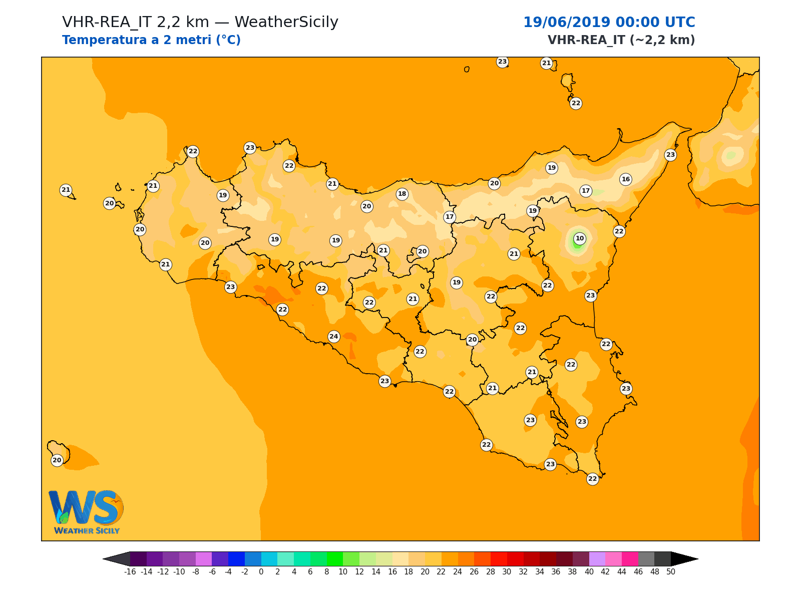 Temperatura a 2 metri · 2019061900