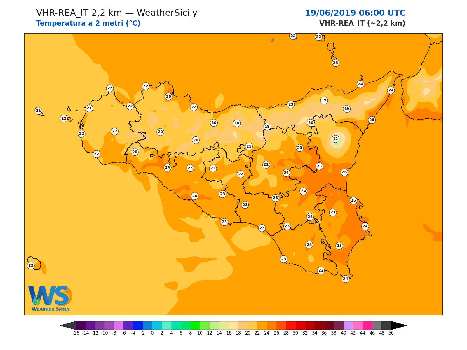 Temperatura a 2 metri · 2019061906