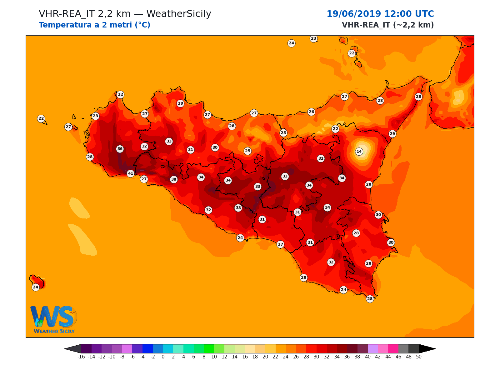 Temperatura a 2 metri · 2019061912