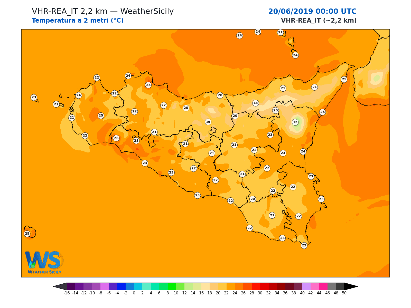 Temperatura a 2 metri · 2019062000