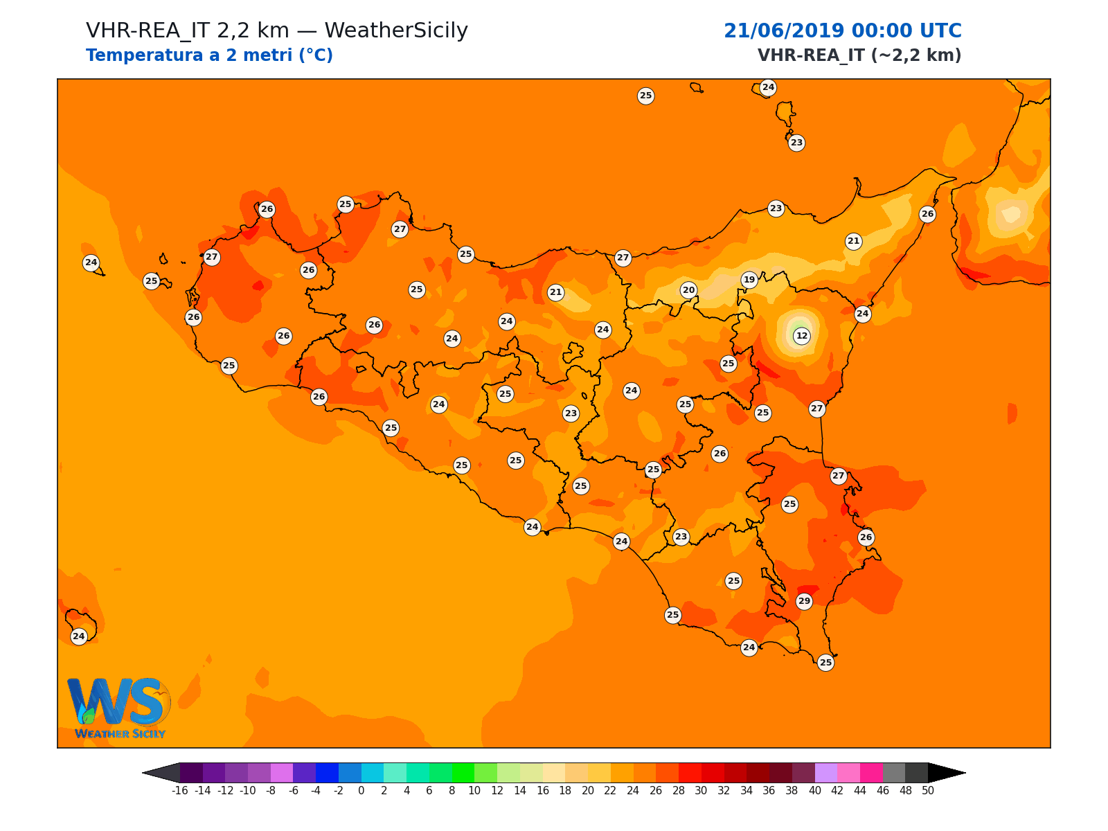 Temperatura a 2 metri · 2019062100