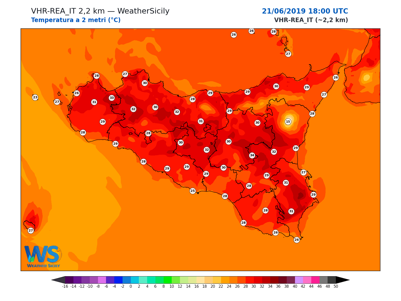 Temperatura a 2 metri · 2019062118