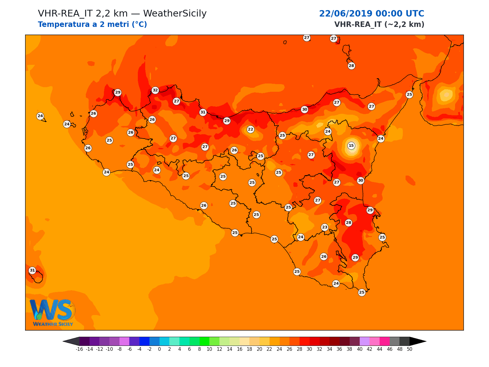 Temperatura a 2 metri · 2019062200