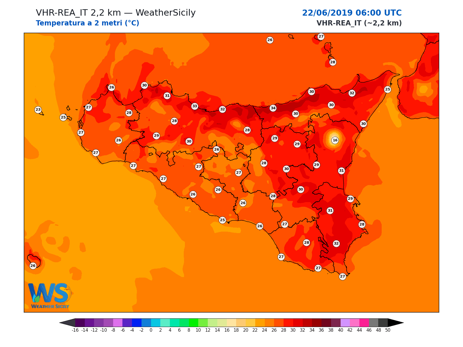 Temperatura a 2 metri · 2019062206