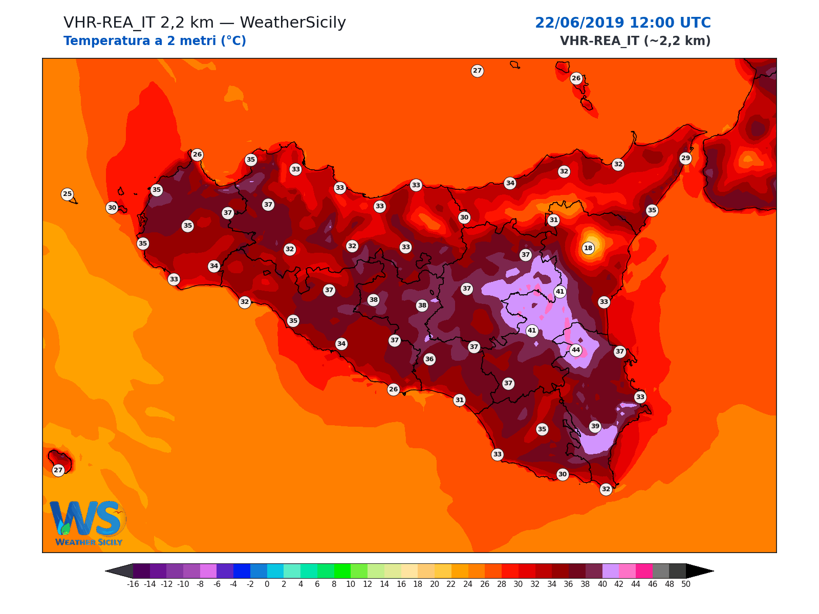 Temperatura a 2 metri · 2019062212