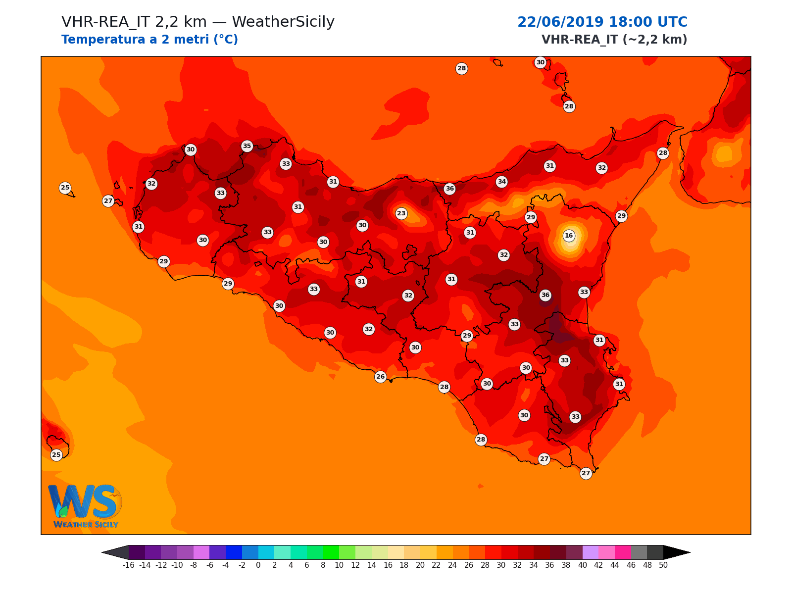 Temperatura a 2 metri · 2019062218