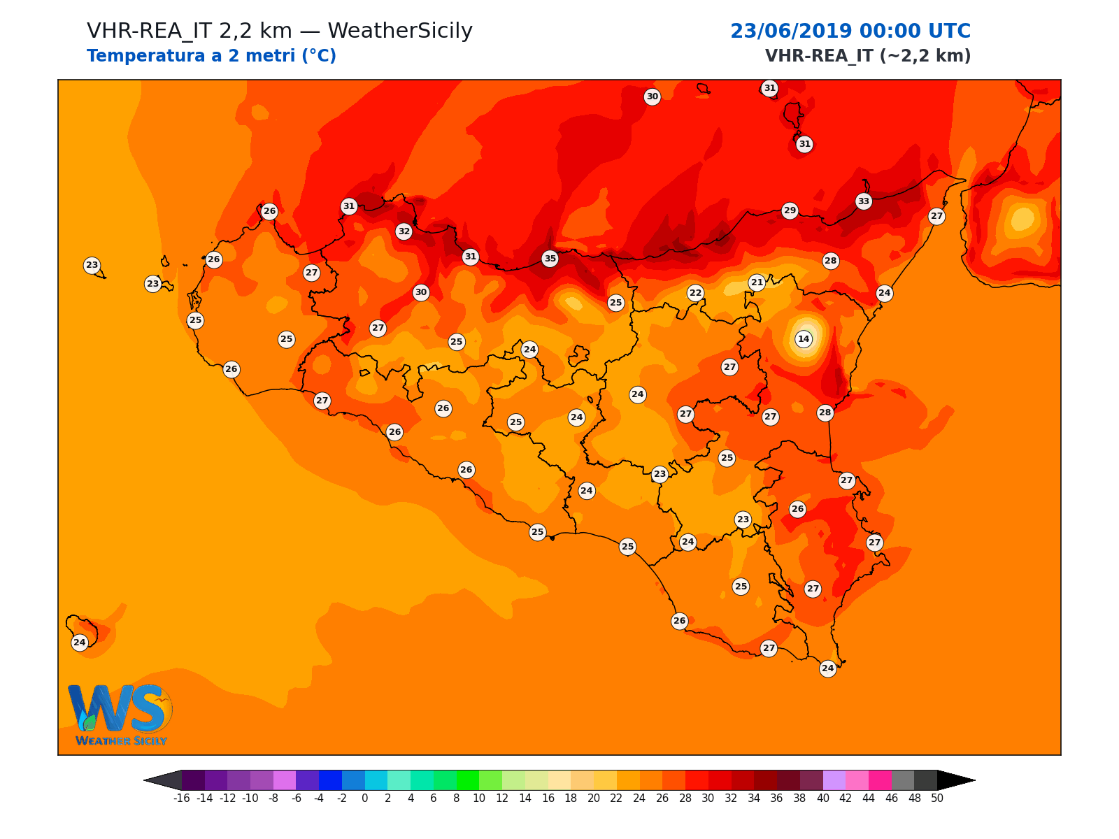Temperatura a 2 metri · 2019062300