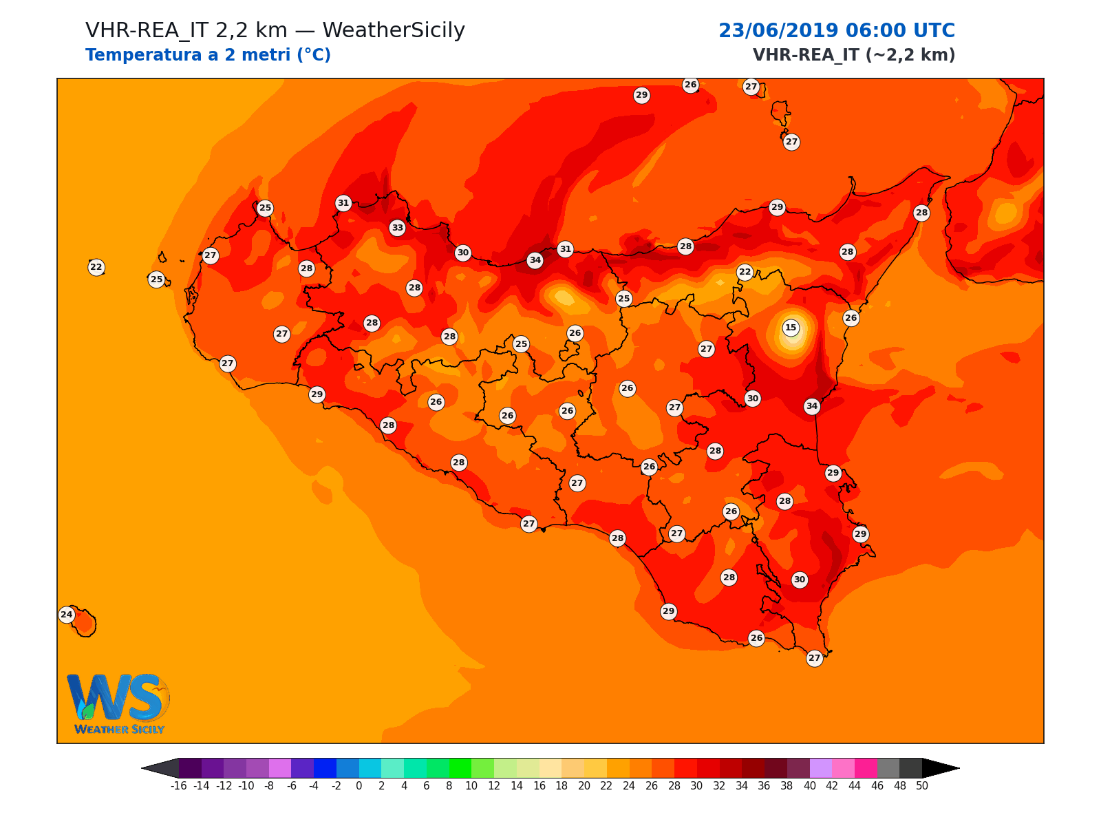 Temperatura a 2 metri · 2019062306