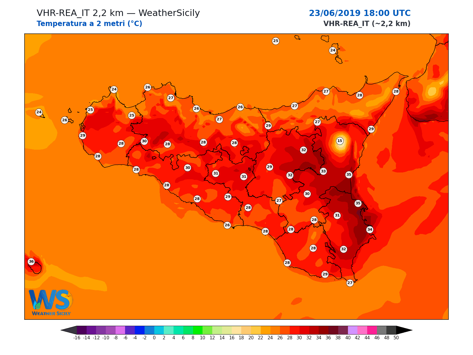 Temperatura a 2 metri · 2019062318