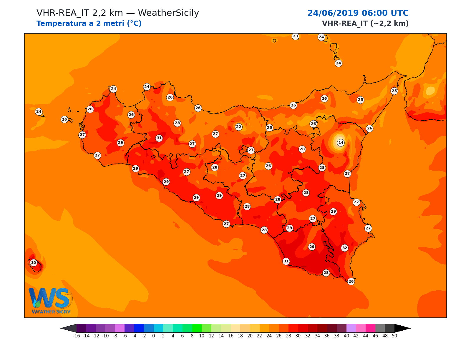Temperatura a 2 metri · 2019062406