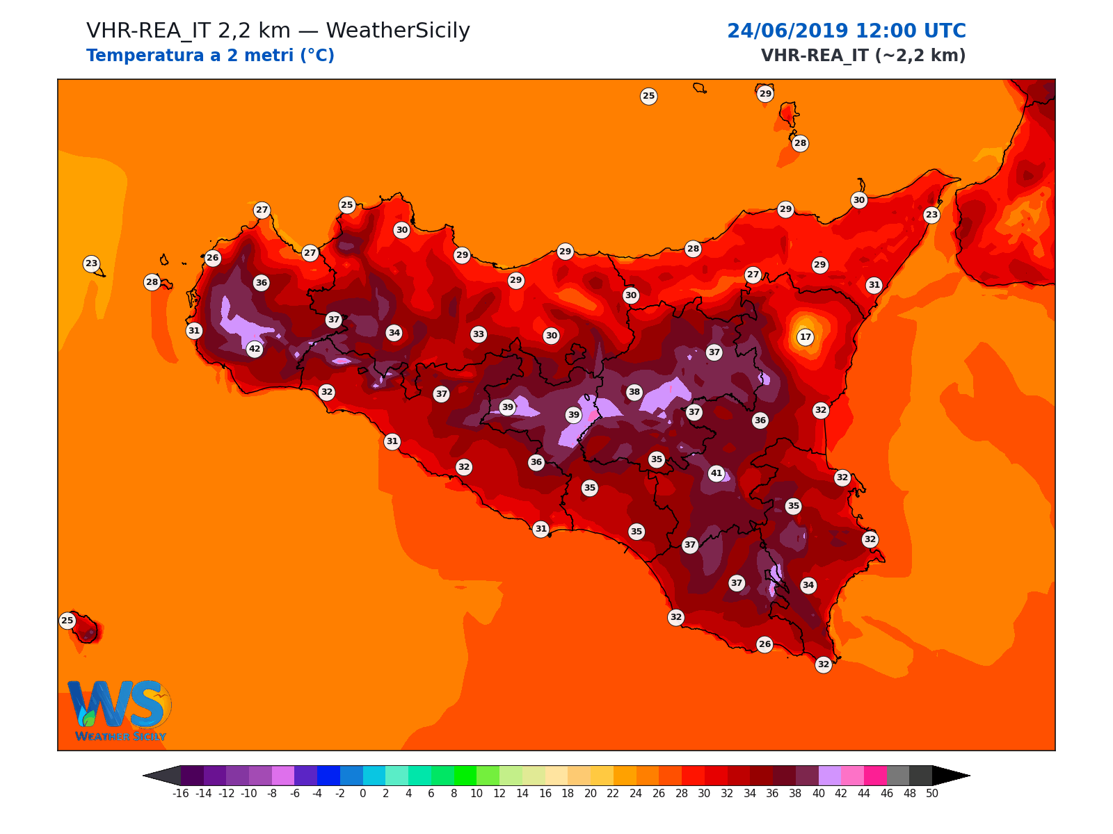 Temperatura a 2 metri · 2019062412