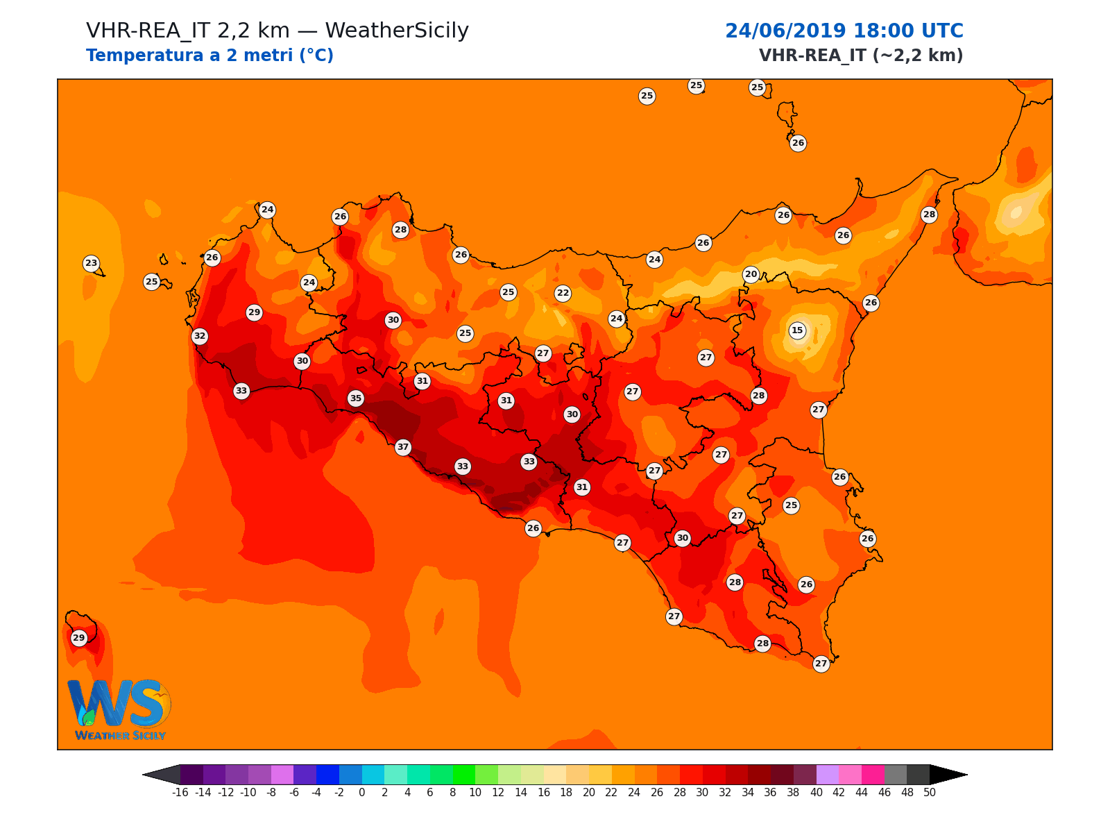 Temperatura a 2 metri · 2019062418