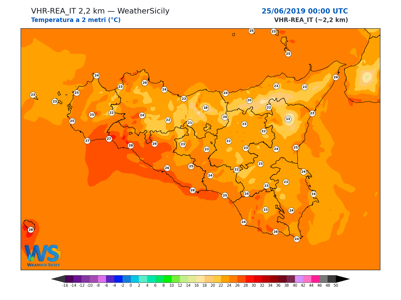 Temperatura a 2 metri · 2019062500