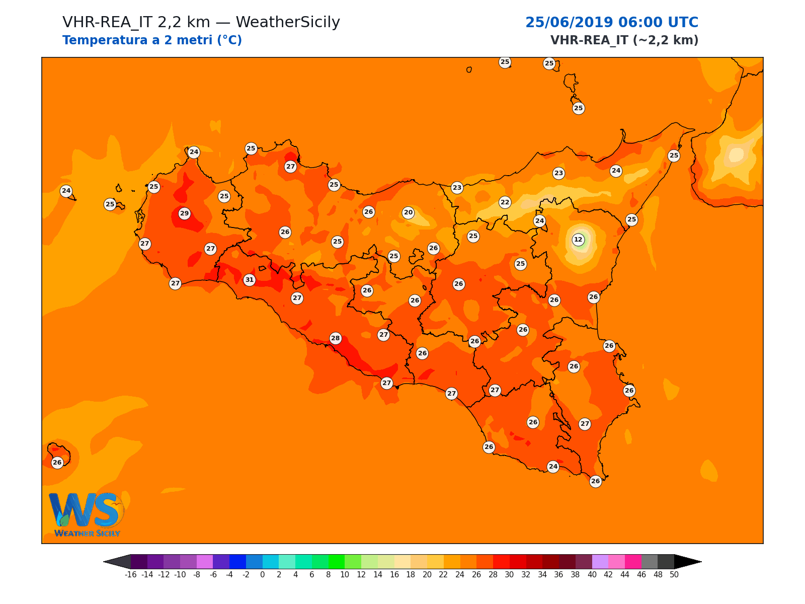 Temperatura a 2 metri · 2019062506
