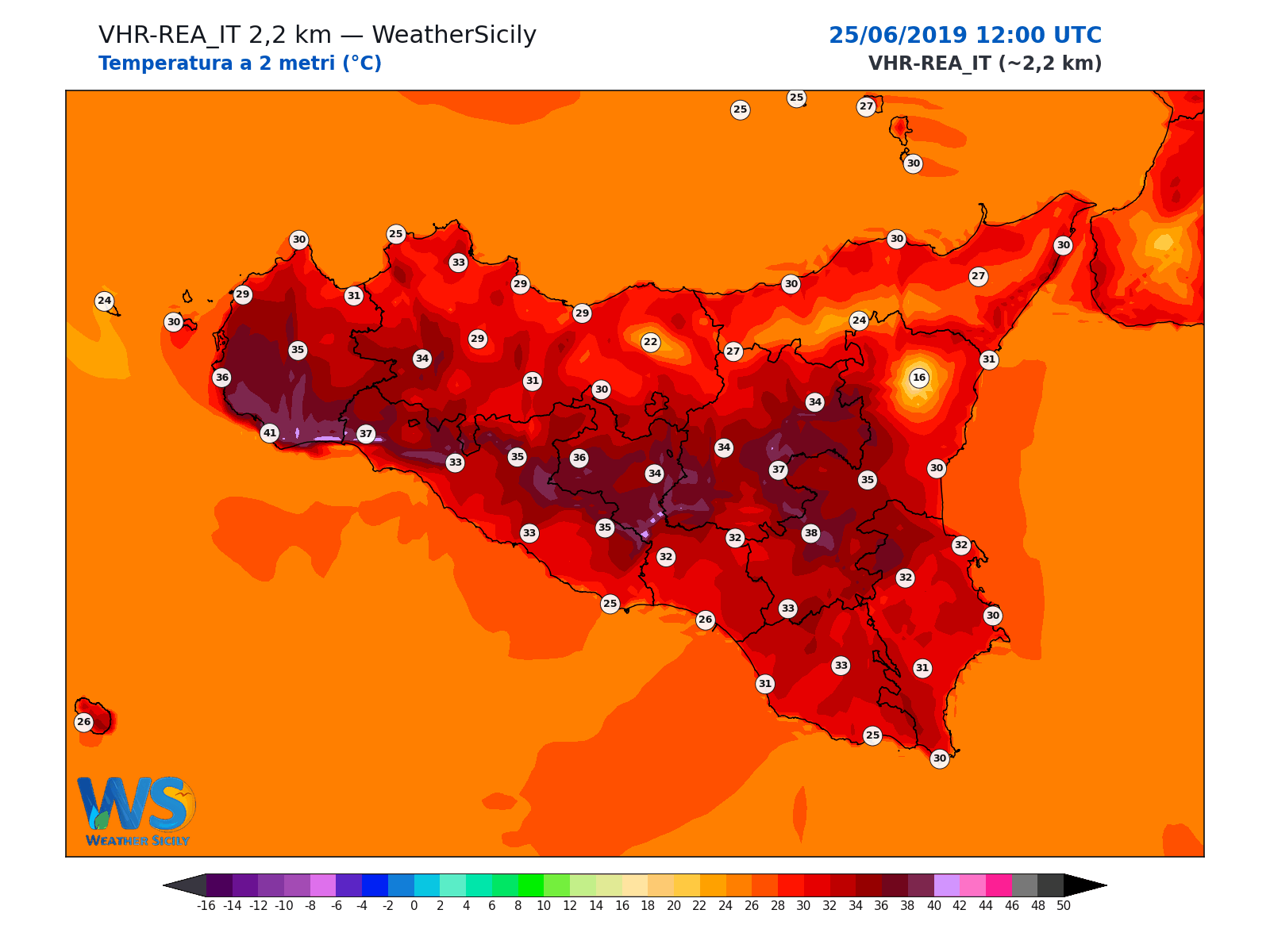 Temperatura a 2 metri · 2019062512