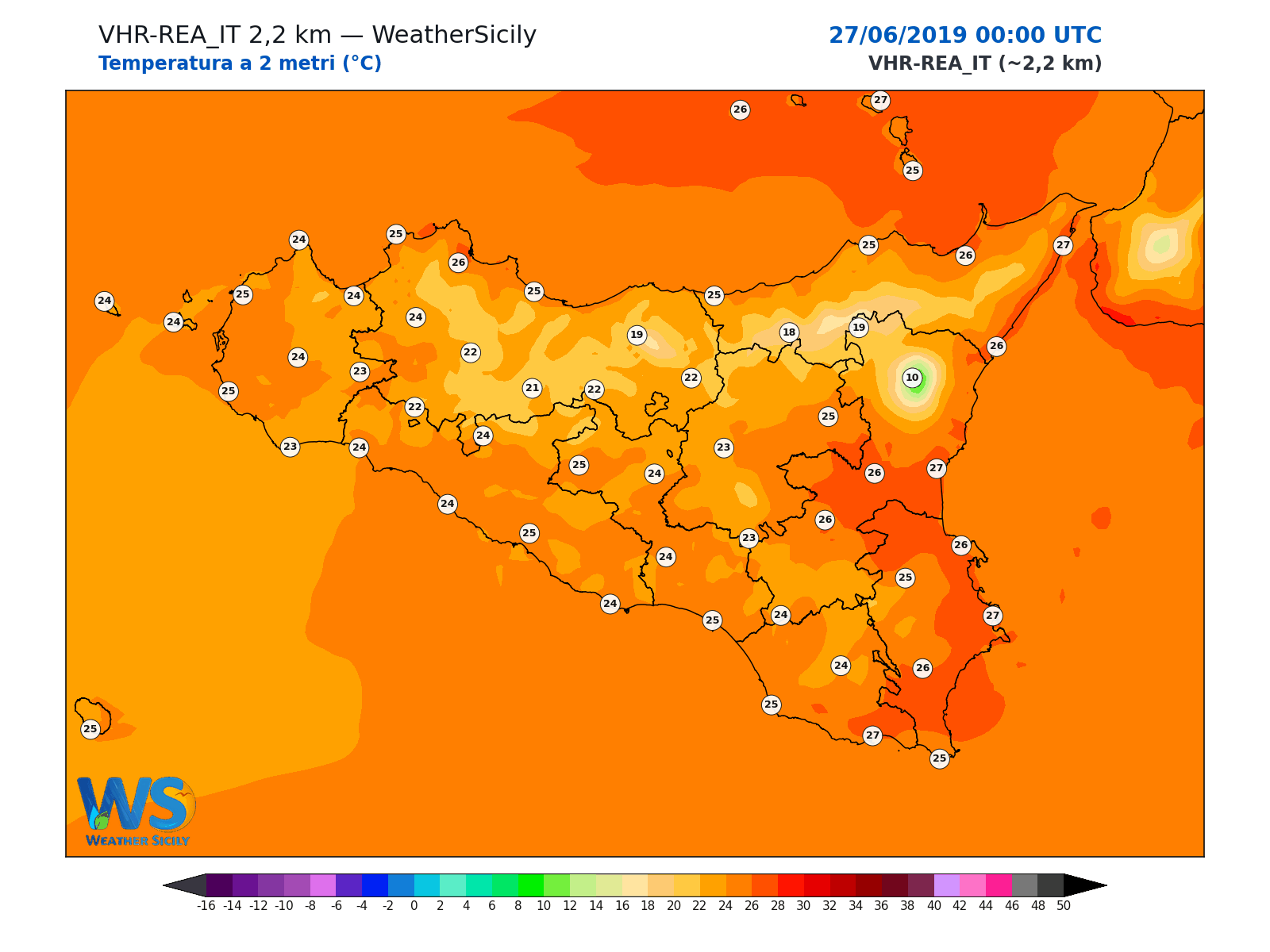 Temperatura a 2 metri · 2019062700