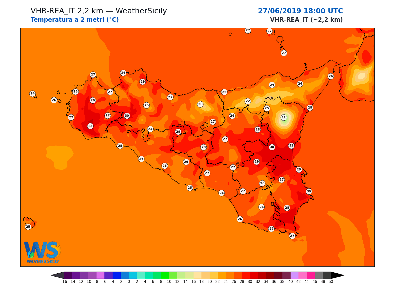 Temperatura a 2 metri · 2019062718