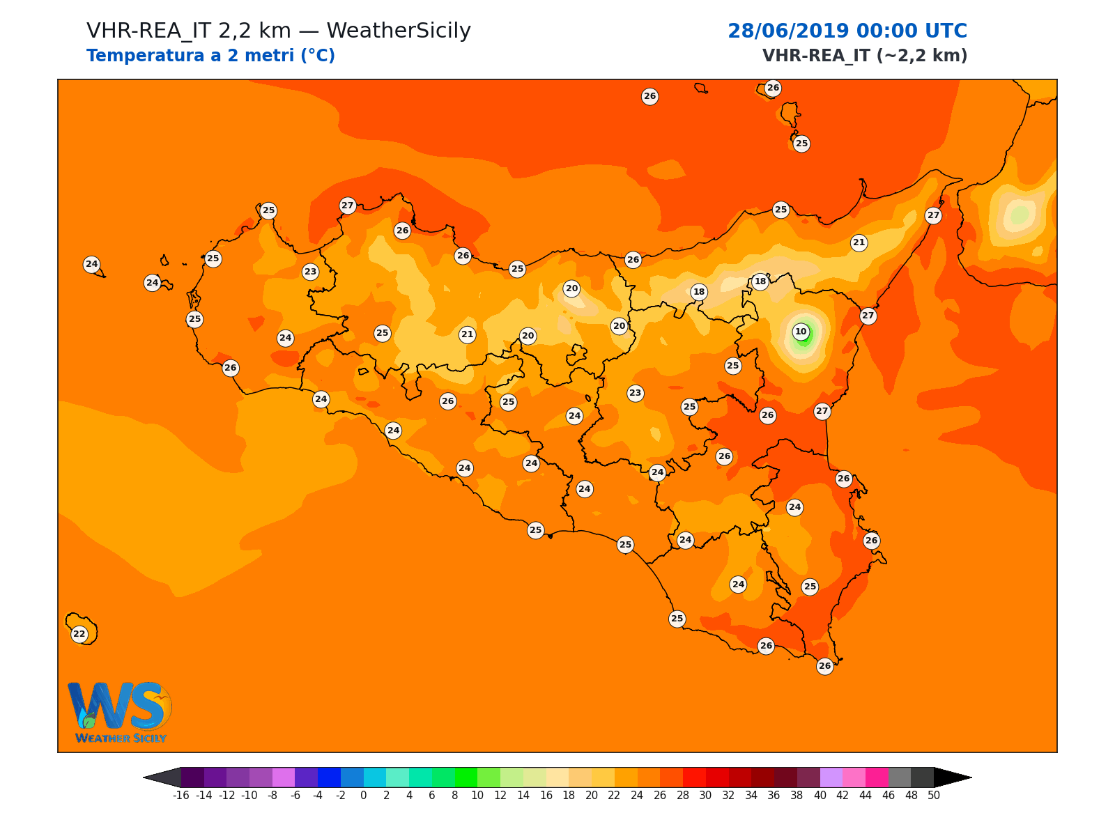 Temperatura a 2 metri · 2019062800