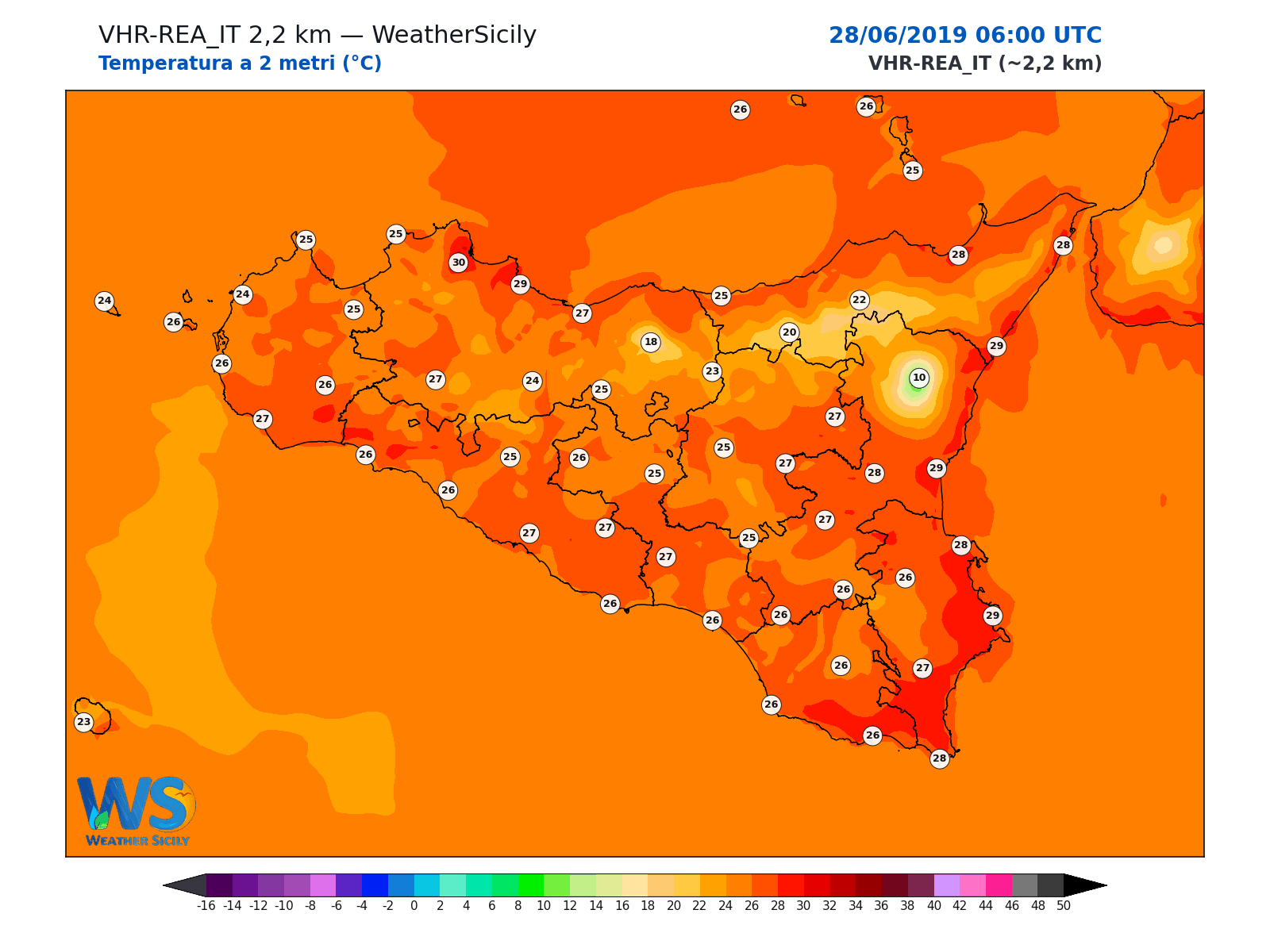 Temperatura a 2 metri · 2019062806