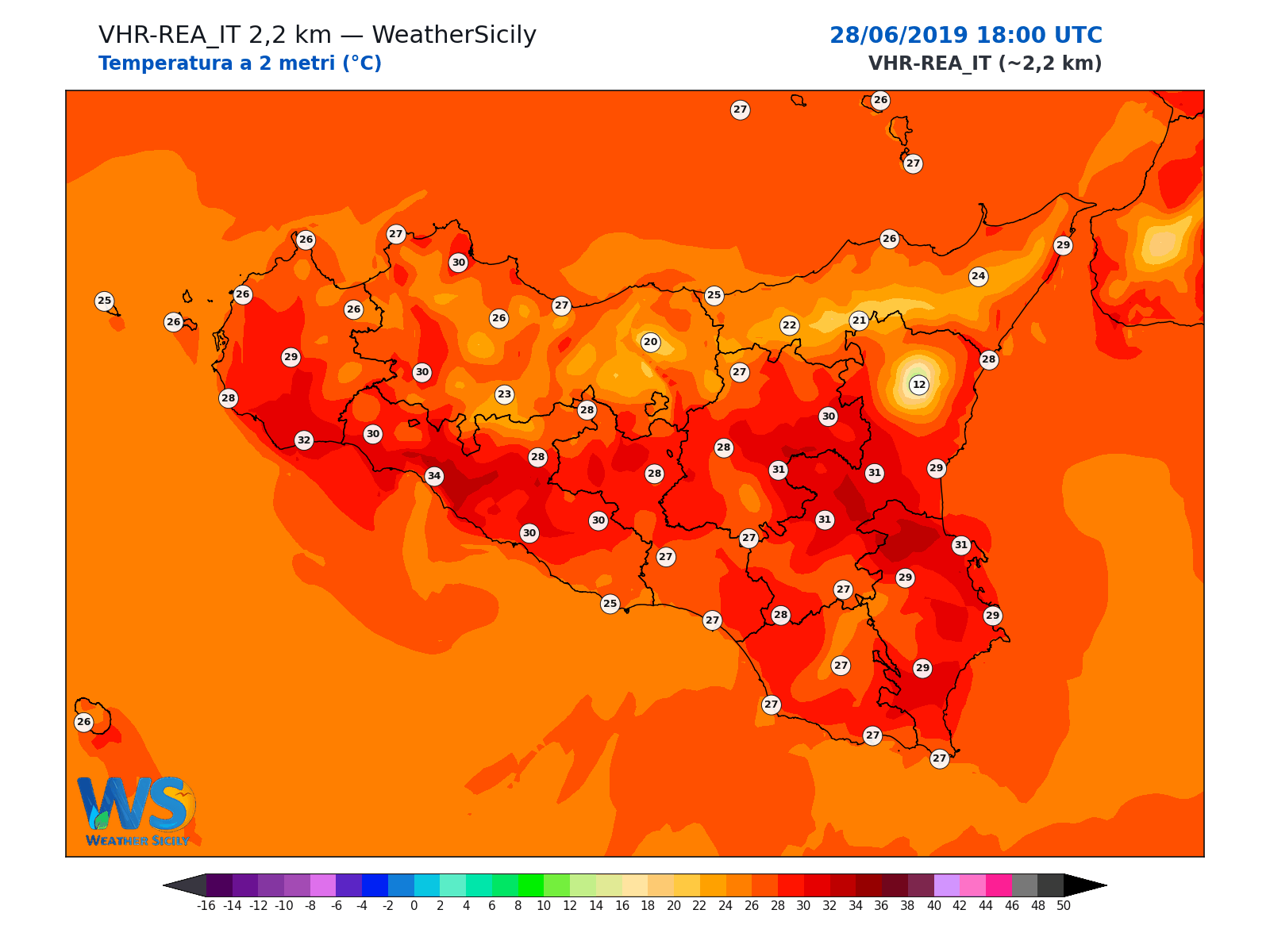 Temperatura a 2 metri · 2019062818