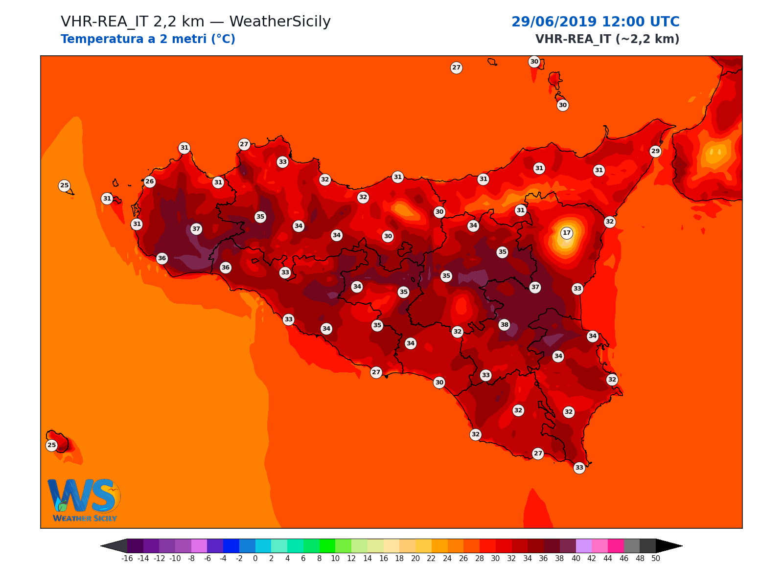 Temperatura a 2 metri · 2019062912