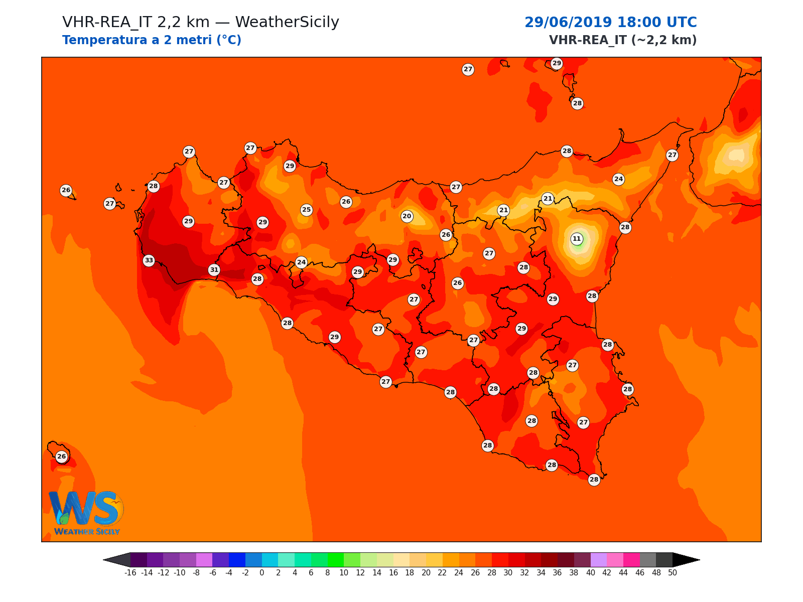 Temperatura a 2 metri · 2019062918