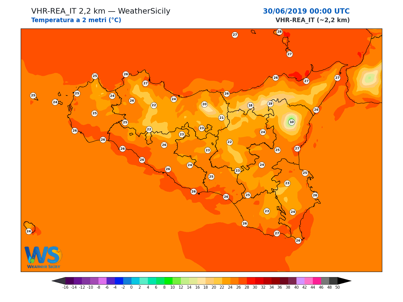 Temperatura a 2 metri · 2019063000