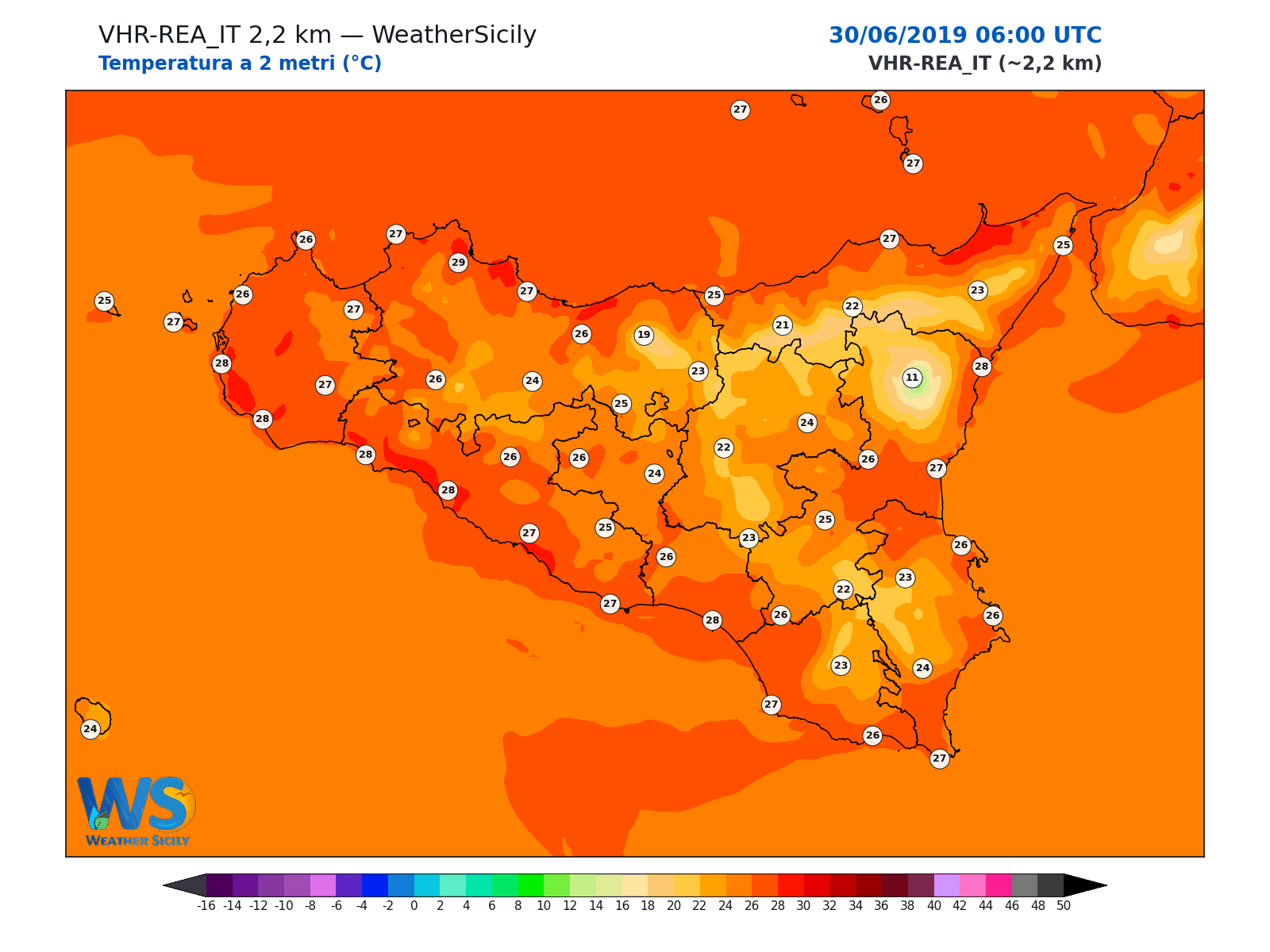 Temperatura a 2 metri · 2019063006